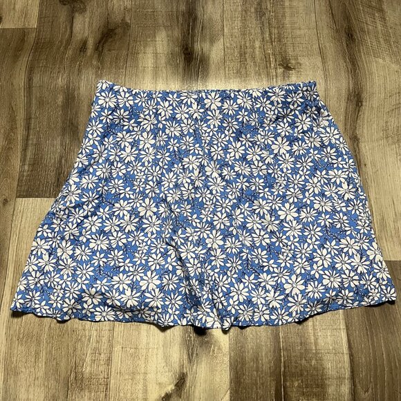 American Eagle Mini Flare Layered Mid Rise Skirt Blue Floral NWT Women’s Size M - Picture 3 of 8